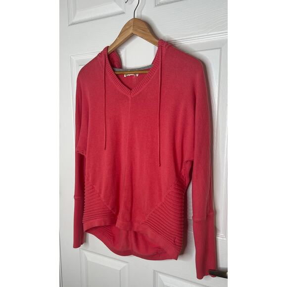 Akini Pink Sweatshirt Hoodie with Thumb Holes Pullover V-Neck Sweater Size Small - Picture 3 of 9
